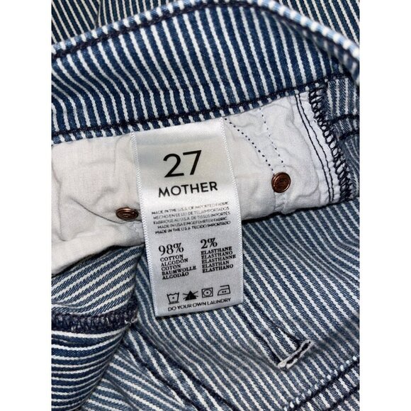 Mother The Vamp On the Road Blue Stripe Stretch Distressed Jeans Women's Size 27 - Picture 6 of 12